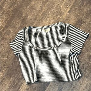 Madewell Green and White Striped Crop Top